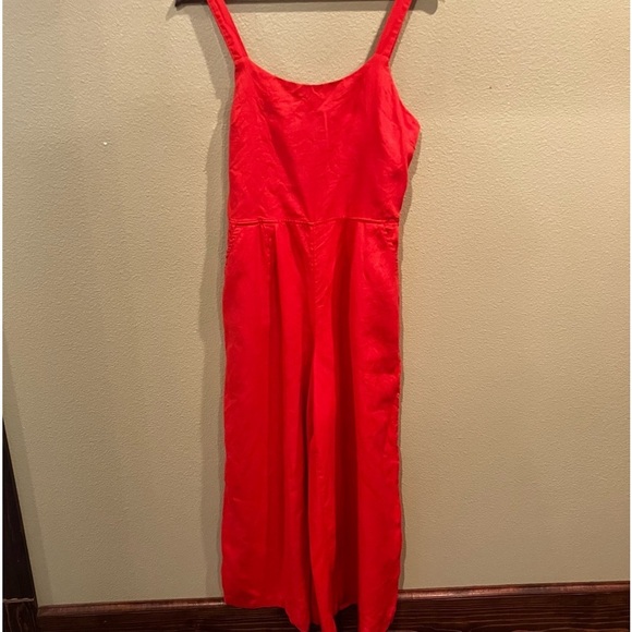 Cynthia Rowley 100% Linen Wide Leg Cropped Romper Jumpsuit, size 4, Orange - Picture 1 of 11
